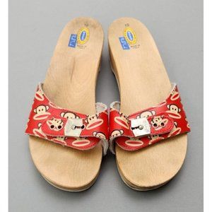 Dr. Scholls Slides Limited Edition Paul Frank Julius Red Monkey Sandals Sz 10